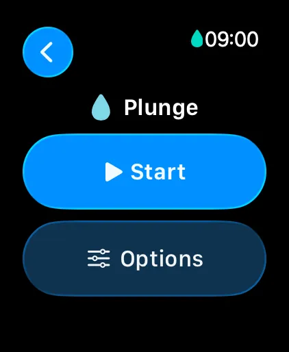 PlungeLab’s authentic Watch Ready screen with Start and Options.