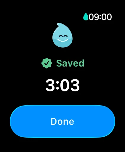PlungeLab on Apple Watch confirming a session was saved